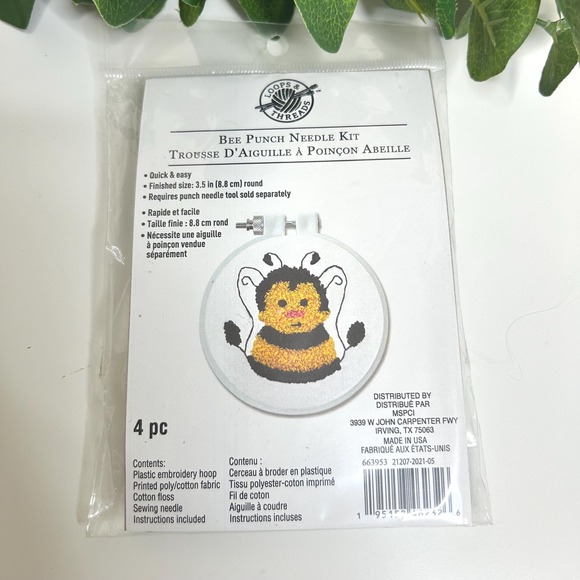 Loops & Threads Bee Punch Needle Kit 3.5"‎ Round Embroidery DIY Craft New - Picture 1 of 2
